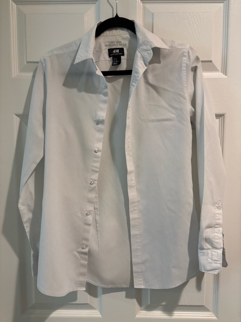 H&M Men's White Micro-Dot Dress Shirt